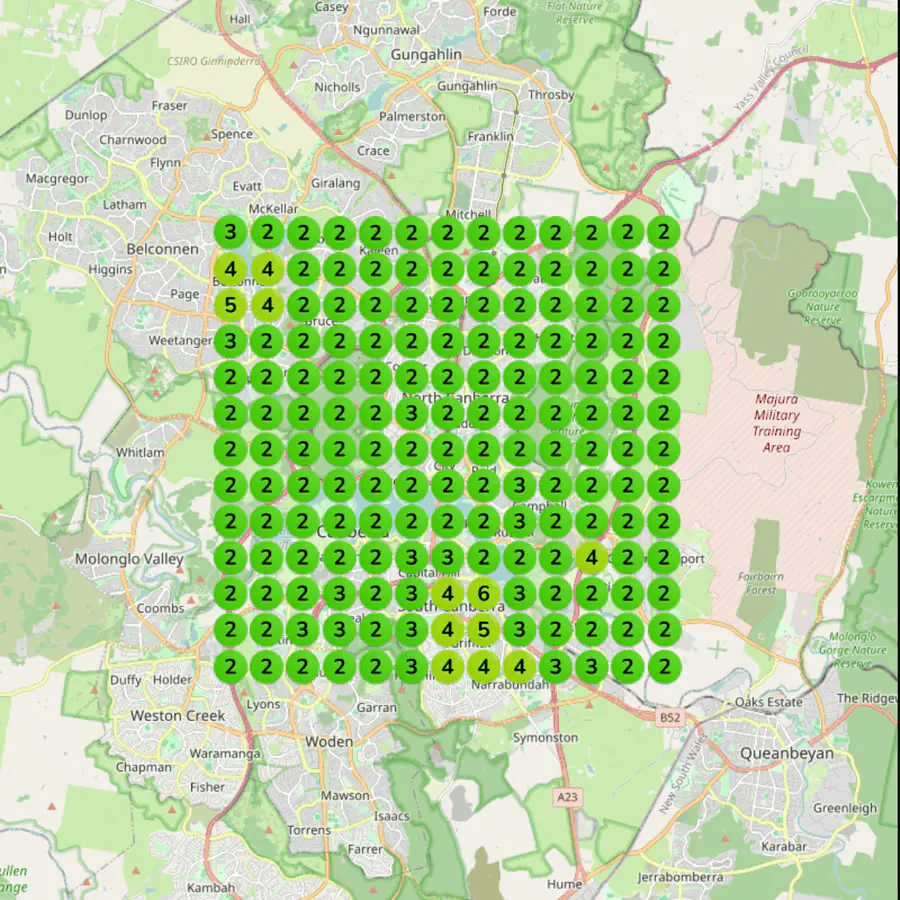 Canberra rank grid after the work