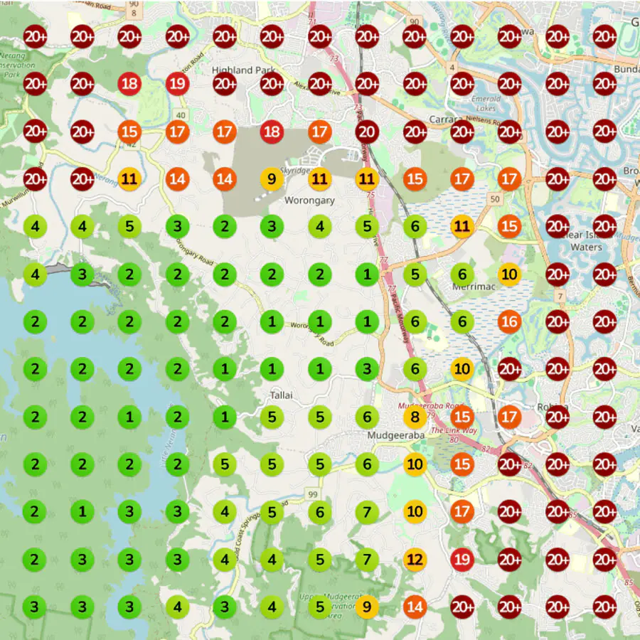 Gold Coast rank grid before the work