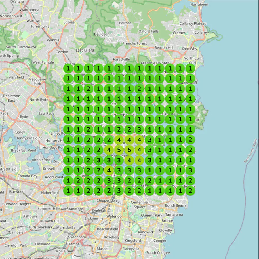 Sydney rank grid after the work