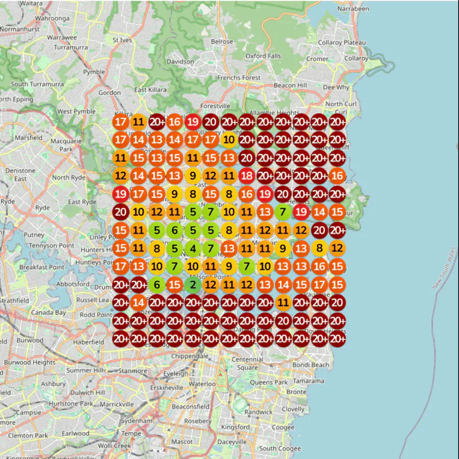 Sydney rank grid before the work