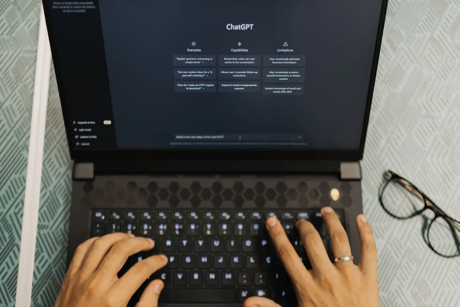 An AI chat assistant open on a laptop